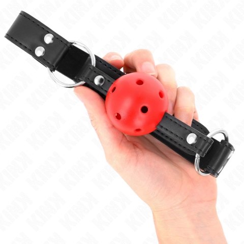 KINK Pasek z kulą oddychającą 4 cm, skora, regulacja 42-58 cm, czarny KINK