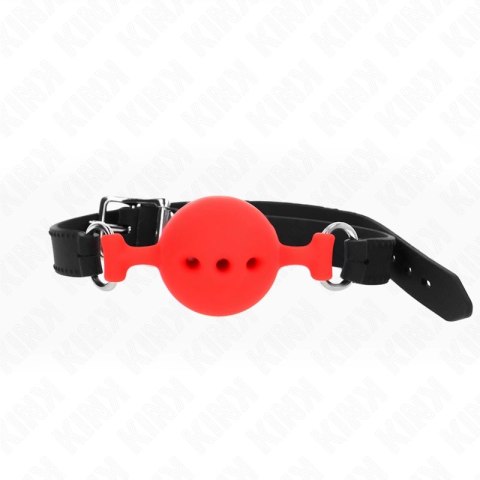 KINK Pełny silikonowy knebel z kulką 4,5 cm M czerwony, regulacja 35-51 cm KINK