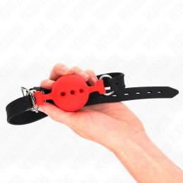 KINK Pełny silikonowy knebel z kulką 4,5 cm M czerwony, regulacja 35-51 cm KINK