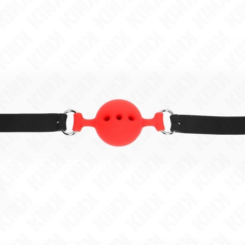 KINK Pełny silikonowy knebel z kulką 4,5 cm M czerwony, regulacja 35-51 cm KINK