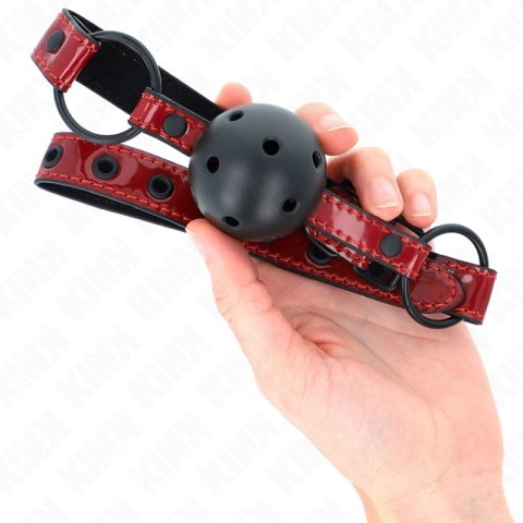 KINK Piłka Skorzana Gag 4,5 cm - Regulowany Pasek 41-59 cm, Czarna KINK