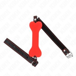 KINK Red Ball Gag 12 cm - silikonowy system z paskiem, 63x2 cm KINK
