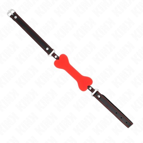KINK Red Ball Gag 12 cm - silikonowy system z paskiem, 63x2 cm KINK