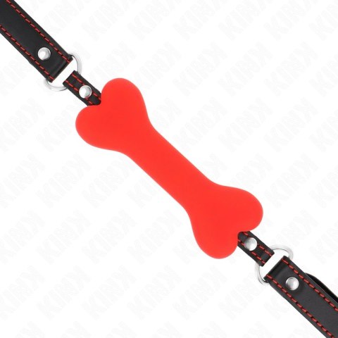 KINK Red Ball Gag 12 cm - silikonowy system z paskiem, 63x2 cm KINK
