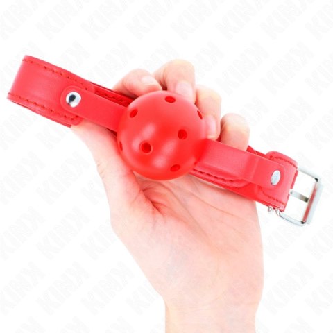 KINK Red Oddychająca Kula Gag 4,5 cm - Pasek 65x2,5 cm, Regulowany KINK