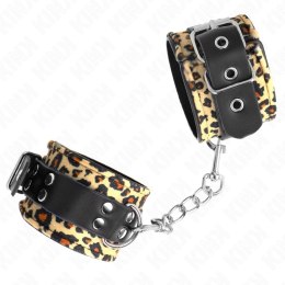 KINK Skorzane Opaski na Nadgarstki Leopard Regulowane 18-29 cm KINK