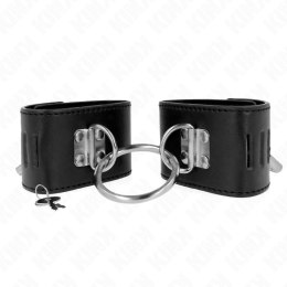KINK Stalowe Obejmy Nadgarstkowe z Zamknięciem i Kłodką, Czarny, 16-23 cm KINK