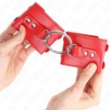 KINK Stalowe mankiety na nadgarstki regulowane z pierścieniem i ćwiekami czerwone KINK