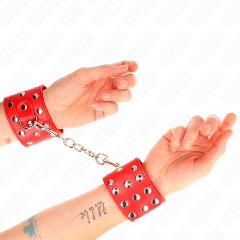 KINK Zapinane opaski na nadgarstki z nitami, czerwone, regulowane 19-24 cm KINK