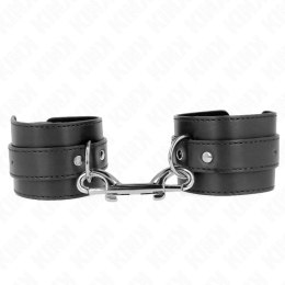 KINK skorzany pas na nadgarstek z nitami i klamrą, czarny, 17-28 cm KINK
