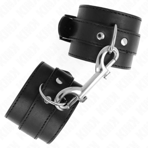 KINK skorzany pas na nadgarstek z nitami i klamrą, czarny, 17-28 cm KINK