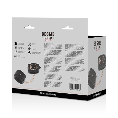 BEGME Kajdanki Premium Black Edition neoprenowa wyściołka regulowane BEGME