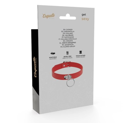 Coquette Chic Desire czerwony naszyjnik z wegańskiej skory - regulowany COQUETTE