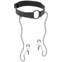 Fetish Submissive Ring Gag z zaciskami na piersi, skora wegańska FETISH SUBMISSIVE