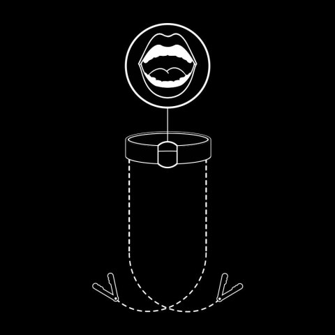 Fetish Submissive Ring Gag z zaciskami na piersi, skora wegańska FETISH SUBMISSIVE