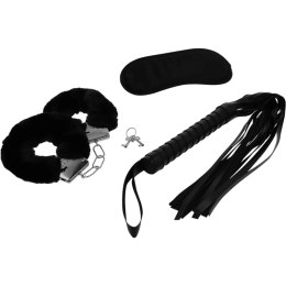 Intense Fetish Zestaw Akcesoriow - Kajdanki, Opaska, Flogger, Skora wegańska INTENSE
