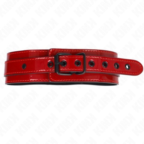 KINK Naszyjnik Winno-Czerwony Regulowany 37,5-49,5 cm Skorzany 5 cm KINK