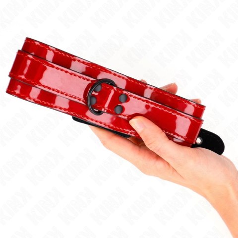 KINK Naszyjnik Winno-Czerwony Regulowany 37,5-49,5 cm Skorzany 5 cm KINK