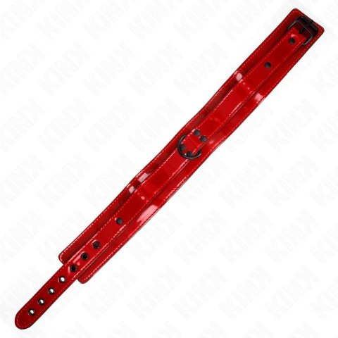 KINK Naszyjnik Winno-Czerwony Regulowany 37,5-49,5 cm Skorzany 5 cm KINK