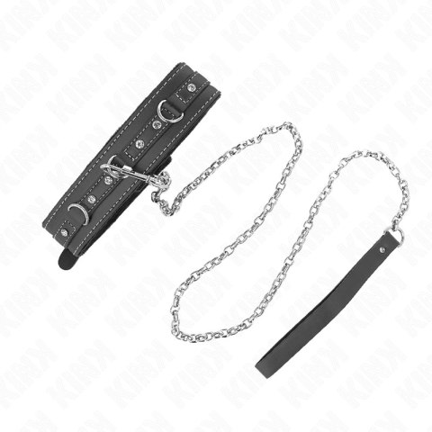 KINK Naszyjnik skorzany PVC z paskiem 105cm, czarny 41,5x4cm KINK