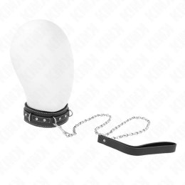 KINK Naszyjnik skorzany PVC z paskiem 105cm, czarny 41,5x4cm KINK