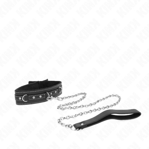 KINK Naszyjnik skorzany PVC z paskiem 105cm, czarny 41,5x4cm KINK