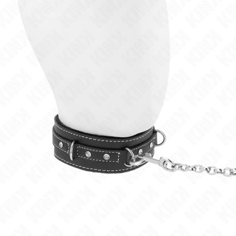 KINK Naszyjnik skorzany PVC z paskiem 105cm, czarny 41,5x4cm KINK