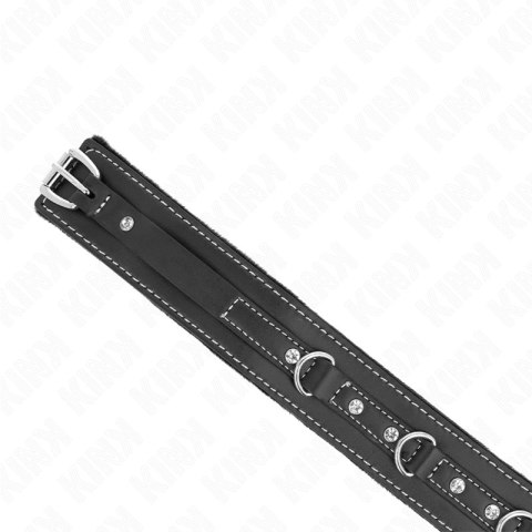 KINK Naszyjnik skorzany PVC z paskiem 105cm, czarny 41,5x4cm KINK