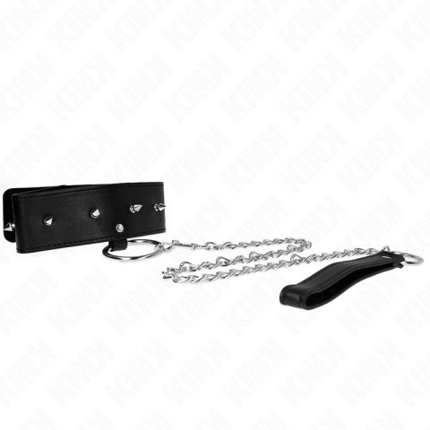 KINK Naszyjnik z Smyczą 65 cm Regulowany z Srebrnymi Ćwiekami, Model 2 KINK