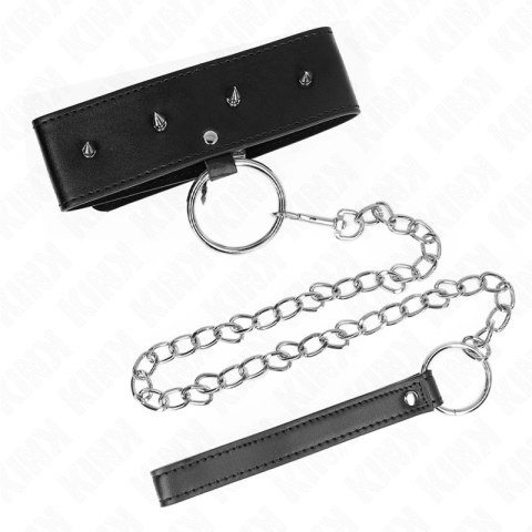 KINK Naszyjnik z Smyczą 65 cm Regulowany z Srebrnymi Ćwiekami, Model 2 KINK