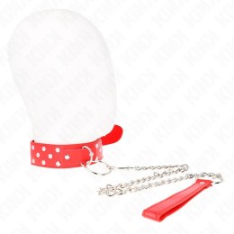 KINK Naszyjnik z paskiem i nitami, czerwony, regulacja 36-50 cm KINK