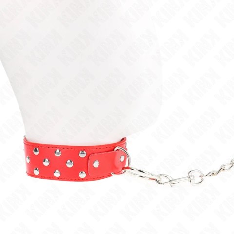 KINK Naszyjnik z paskiem i nitami, czerwony, regulacja 36-50 cm KINK