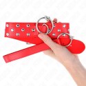 KINK Naszyjnik z paskiem i nitami, czerwony, regulacja 36-50 cm KINK