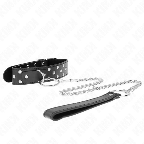 KINK Naszyjnik z paskiem kolcowany 65cm czarny regulowany 36-50cm KINK
