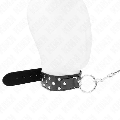 KINK Naszyjnik z paskiem kolcowany 65cm czarny regulowany 36-50cm KINK