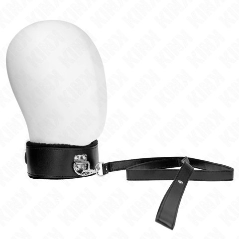 KINK Naszyjnik ze Smyczą 116cm, Srebrne Ćwieki, Czarny, Regulowany KINK