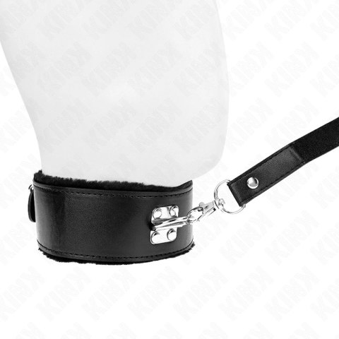 KINK Naszyjnik ze Smyczą 116cm, Srebrne Ćwieki, Czarny, Regulowany KINK
