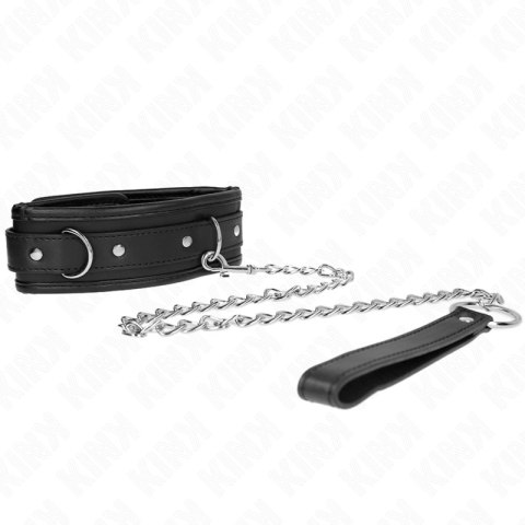 KINK Obroża z Smyczą Model 1 65 cm Czarna Skorzana 53x6 cm KINK