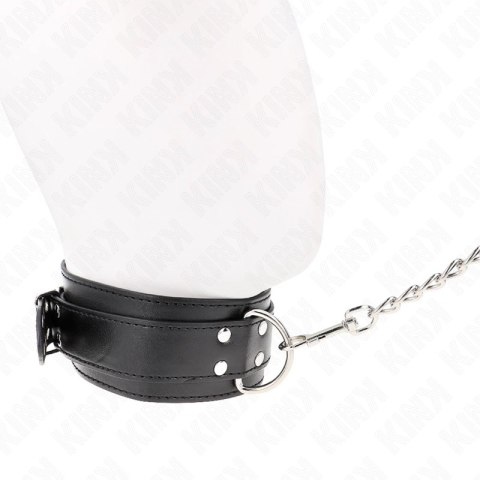 KINK Obroża z paskiem 65 cm, regulacja 33-46 cm, srebrne klamry KINK