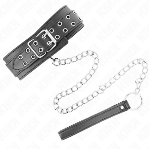 KINK Obroża z paskiem 65 cm, regulacja 33-46 cm, srebrne klamry KINK