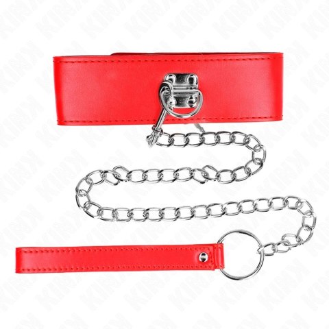 KINK Obroża z paskiem 65 cm, szeroka czerwona, regulacja 33,5-41 cm KINK