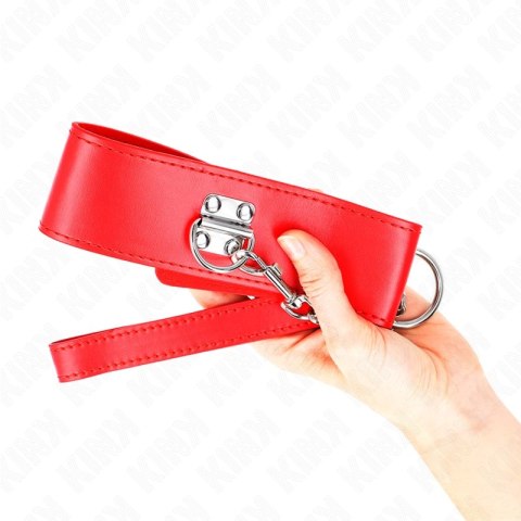 KINK Obroża z paskiem 65 cm, szeroka czerwona, regulacja 33,5-41 cm KINK