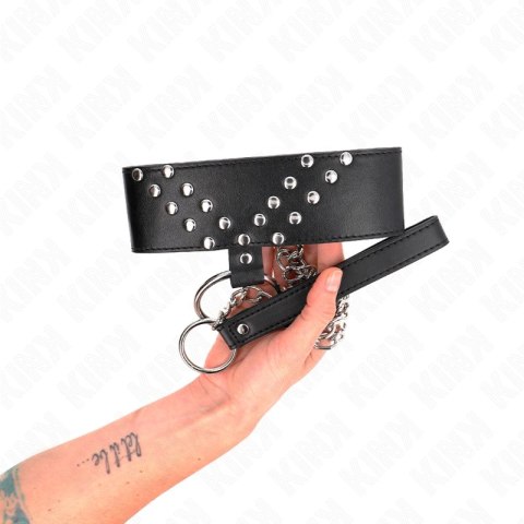KINK Pasek z naszyjnikiem z regulacją i nitem V 36-43 cm czarny KINK