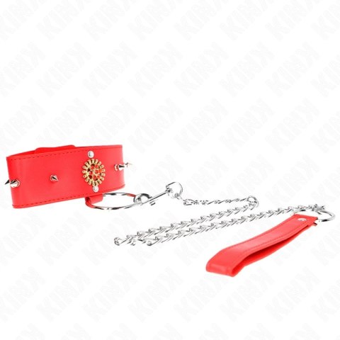 KINK Red Collar z Kryształkami, Regulowany, Pasek 65 cm, 35-51×7 cm KINK