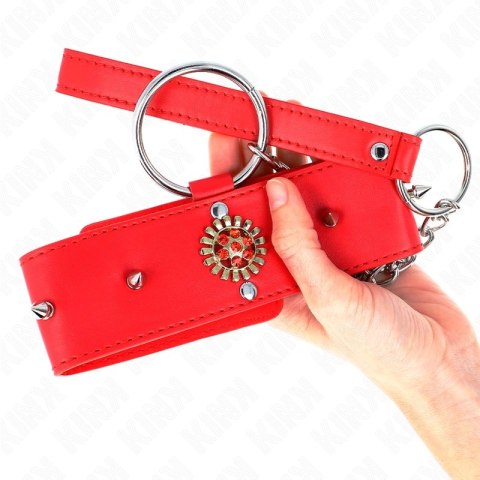 KINK Red Collar z Kryształkami, Regulowany, Pasek 65 cm, 35-51×7 cm KINK