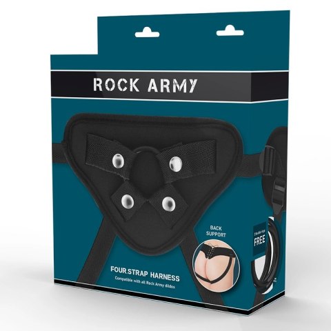 RockArmy Uprząż Regulowana z Elastycznymi Pierścieniami PU Czarna ROCK ARMY