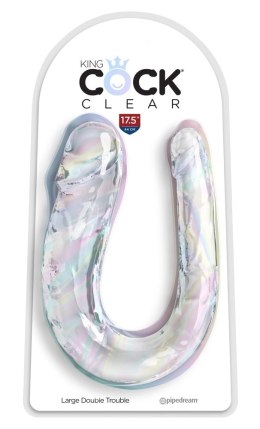 King Cock Clear Double Trouble Large - Transparentny model podwojny 44 cm King Cock