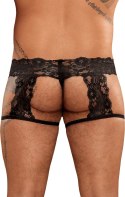 Male Power Scandal-Lace Stringi z ozdobnymi pasami L/XL czarne Male Power