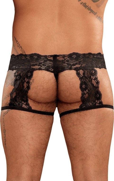 Male Power Scandal-Lace Stringi z ozdobnymi pasami L/XL czarne Male Power