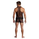 Male Power Stretch Net Tank top siateczkowy z wycięciem, czarny Male Power